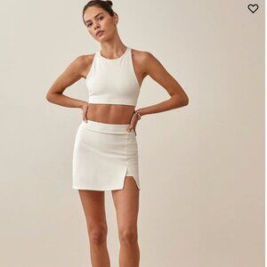 Reformation Nina Ecomove Active White Skort Skirt with built in Shorts